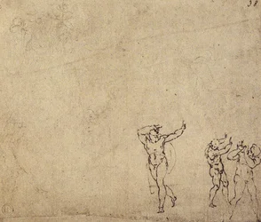 Studie van naaktfiguren: tekening door Michelangelo