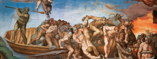 Het fresco van het Laatste Oordeel in de Sixtijnse Kapel in het Vaticaan, 1536-1541.
