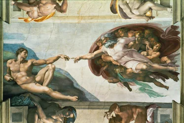 De Sixtijnse Kapel; plafondschilderingen na restauratie (fresco)