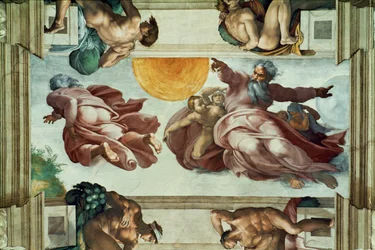 De Sixtijnse Kapel; plafondschilderingen na restauratie (fresco)