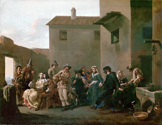 Dansen bij de Trattoria ... (olieverf op doek)
