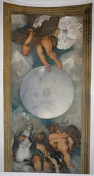 Allegorie van de elementen, het universum en tekens van de dierenriem, 1597