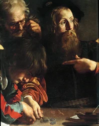 De roeping van Mattheüs (schilderij op doek)