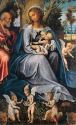Rust in Egypte, centraal paneel van het Drieluik van Troost, toegeschreven aan Michele Cavaro (1517-1584)