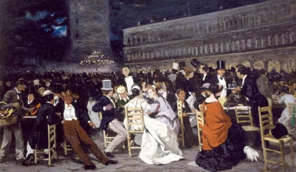 Een café op Piazza San Marco, door Michele Cammarano