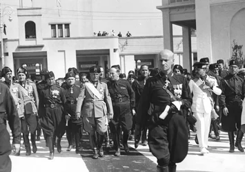 Mussolini bij de opening van het Vijfde Festival van Levante in Bari, 06/09/1934