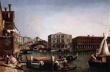 De Rialtobrug, Venetië met de Fondaco dei Tedeschi op de Voorgrond