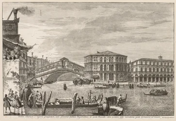 Gezichten van Venetië: De brug en markt van Rialto, 1741