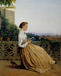 Lezen op het terras, ca. 1875