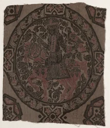 Fragment met ruiter valkenier koning, Iran of Irak, Abbasid periode