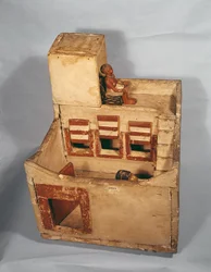 Houten model van een graanschuur met figuren, ca. 2000-1800 v.Chr.