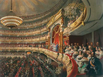 Auditorium van het Bolsjojtheater, Moskou, Rusland, 1856