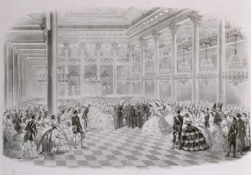 Bal in de zaal van de Russische adelvergadering ter gelegenheid van de kroning van keizer Al