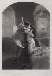 Tamara en de demon. Illustratie bij het gedicht De demon van Michail Lermontov, ca. 1880