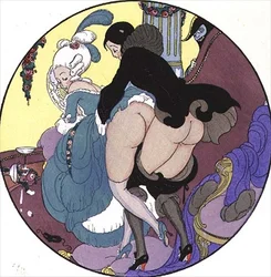 Leraar die zijn leerling aanvalt, plaat 26 uit „De genoegens van Eros“, gepubliceerd in 1901 te Leipzig