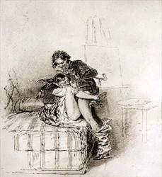De kunstenaar en het zigeunermodel, plaat 17 uit „Liebe“ („Liefde”), gepubliceerd in 1901 in Leipzig