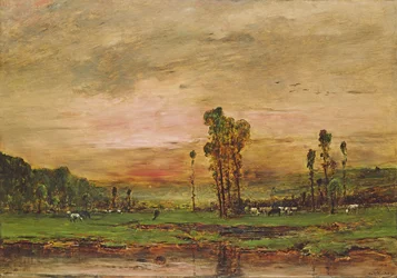 Avondlandschap met een kudde vee bij Jouy-en-Josas, 1881
