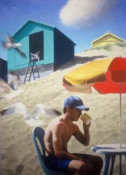 Dag bij de strandhutten
