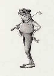 Kikker in vintage golfkleding