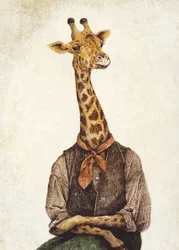 Giraffe met een menselijk lichaam