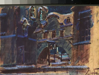 Decorontwerp voor de opera De Schoppenvrouw