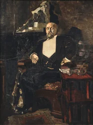 Portret van de oprichter van de eerste Russische privéopera Savva Mamontov 1841-1918, 1897