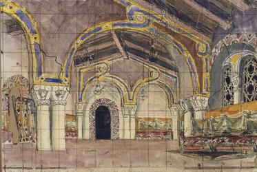 Toneelontwerp voor de opera De bruid van de tsaar door N. Rimsky-Korsakov, 1899