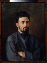 Portret van de schrijver Vsevolod Mikhailovitch Garchine