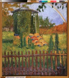 Een tuinprieel - Schilderij van Mikhail Nikolayevich Yakovlev