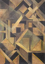 Abstracte compositie met kristallijne vormen, ca. 1920
