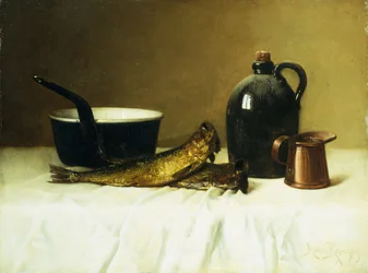 Stilleven met haring, pot, kruik en maat, 1908