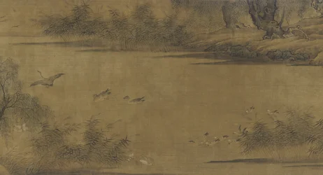 Vogels op een herfstvijver