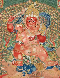 Detail van keizerlijk geborduurde zijden Thangka