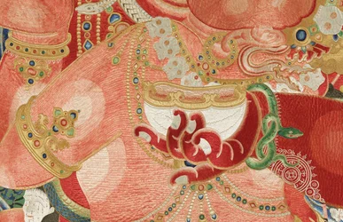 Detail van Keizerlijk Geborduurde Zijde Thangka