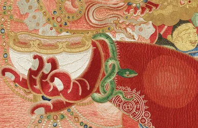 Detail van Keizerlijk Geborduurde Zijde Thangka