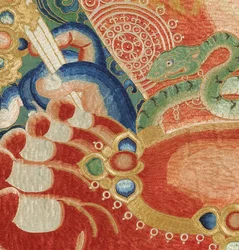 Detail van Keizerlijk Geborduurde Zijde Thangka