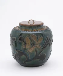 Polychrome pot met lakdeksel