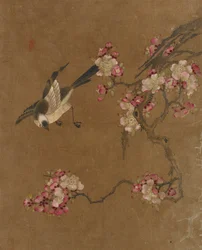 Tien afbeeldingen van vogels en bloemen (kleur op zijde)