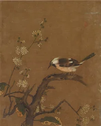 Tien afbeeldingen van vogels en bloemen (kleur op zijde)