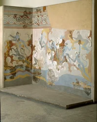 Minoïsche kunst: ‘Apen’ Fresco uit Akrotiri op Santorini. 16e eeuw v.Chr. Athene, Nationaal Archeologisch Museum
