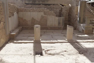 Minoïsche archeologische site van Phaistos. Het megaron van de koningin (d.w.z. de appartementen van de koningin). Het zuidelijkste van de 