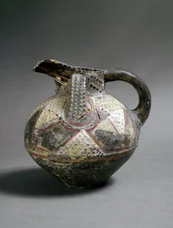 Minoïsche kunst: keramische vaas in Barbotine-stijl. Van Agia Triada. Circa 1500 v.Chr. Dim. 15,5 cm Heraklion, archeologisch museum