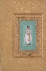 recto: Portret van Raja Suraj Singh Rathor, verso: Pagina van kalligrafie..., recto: eind 16e eeuw