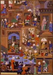 Nacht in een stad, waarschijnlijk een folio uit een geïllustreerd manuscript, ca. 1540