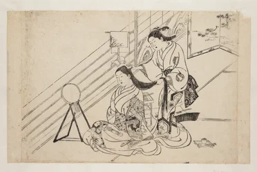 Vrouw kamt haar haar