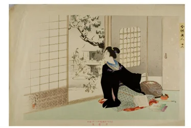 Sneeuw kijken. Uit de serie Modern Beauties, ca 1897-1899 (houtsnede op papier)
