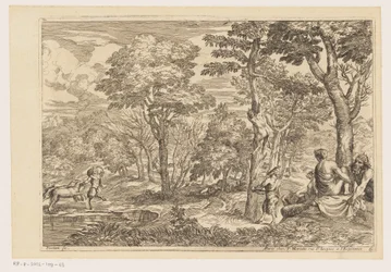 Boslandschap met saters (Landschappen naar Titiaan)