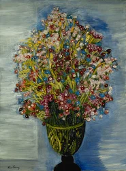 Bloemen in een groene vaas; Fleurs dans un Vase Vert