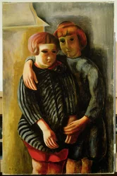 Twee kinderen (olieverf op doek)
