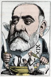 Cartoon van toneelcriticus Francisque Sarcey (1827-1899)